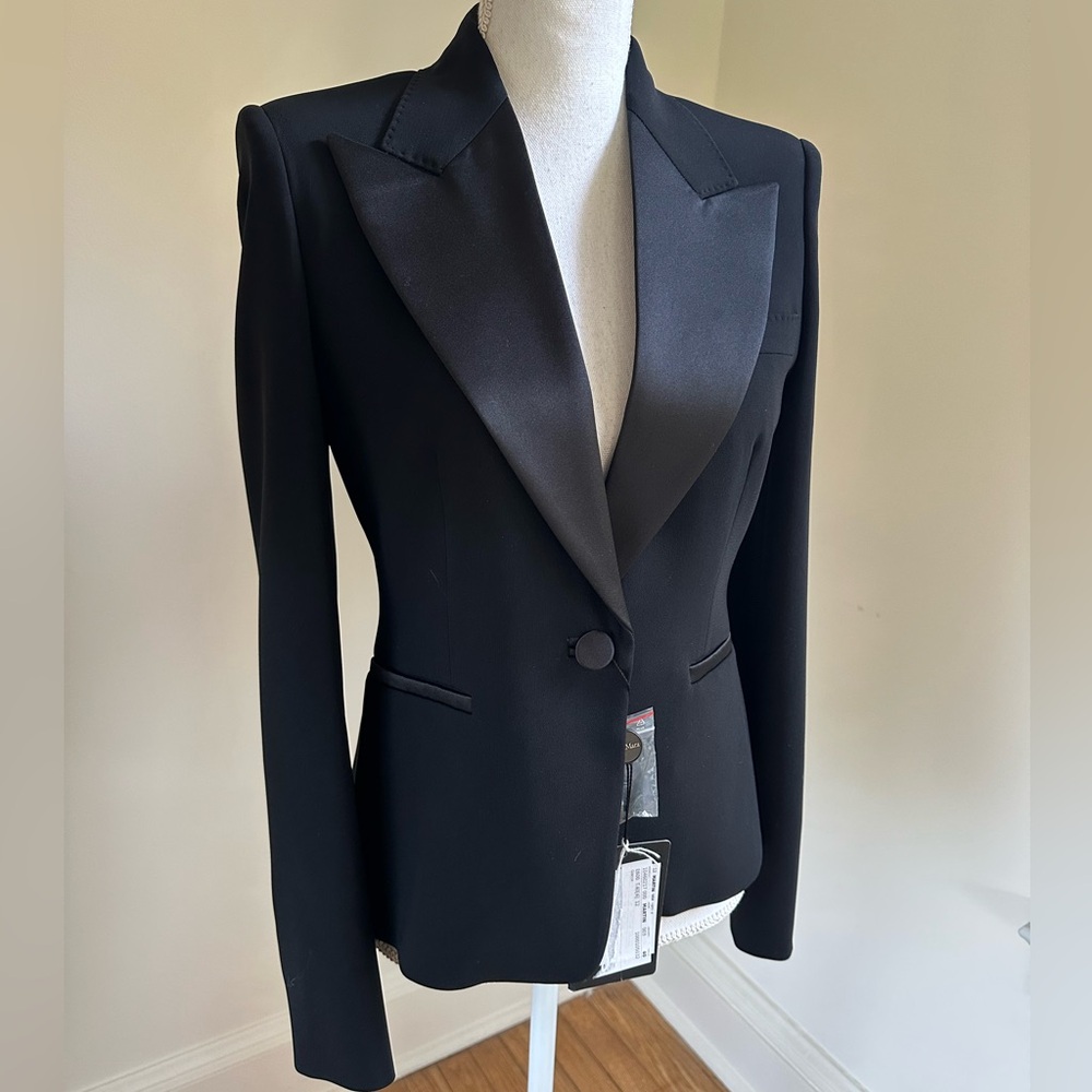 MaxMara Black Tuxedo Jacket Blazer NEW with Tags size 6 - Picture 10 of 10